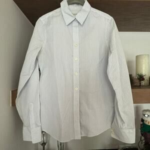 Banana Republic Non-Iron Fitted Striped Dress Shirt in White/Blue